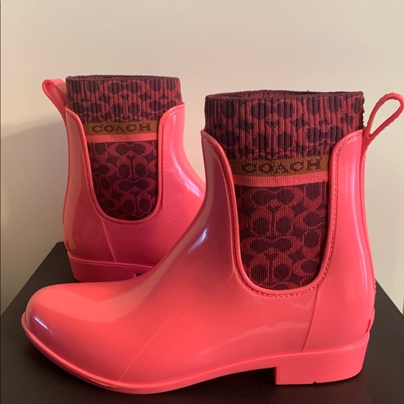 Brand New Coach Rivington Rubber Short Rain Boots 7 B/Narrow Fit/Size Up - Picture 9 of 12